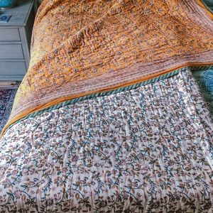 Anokhi Indian King Quilt (White/Yellow/Turquoise)